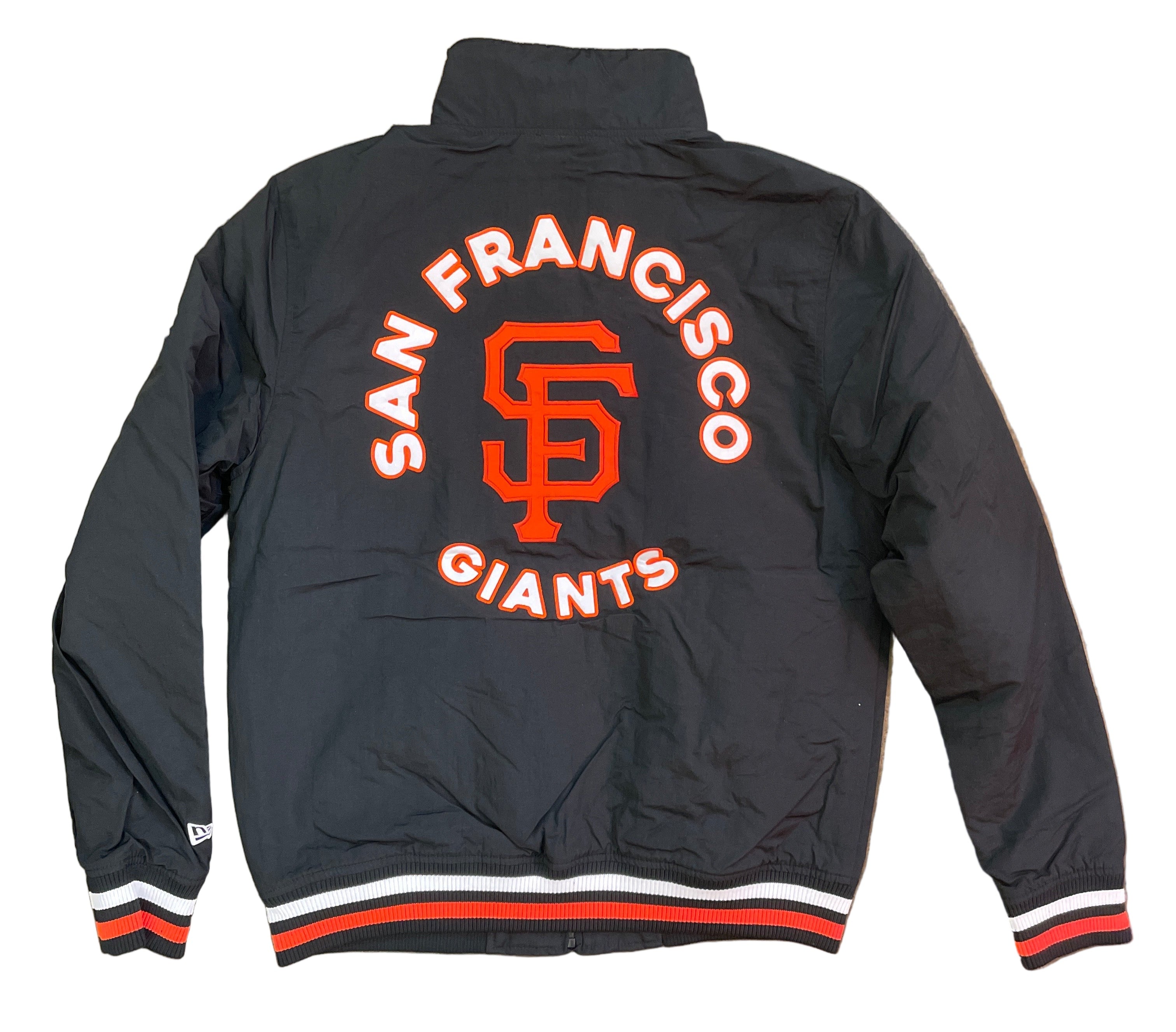 Black jacket with San Francisco Giants logo on the back