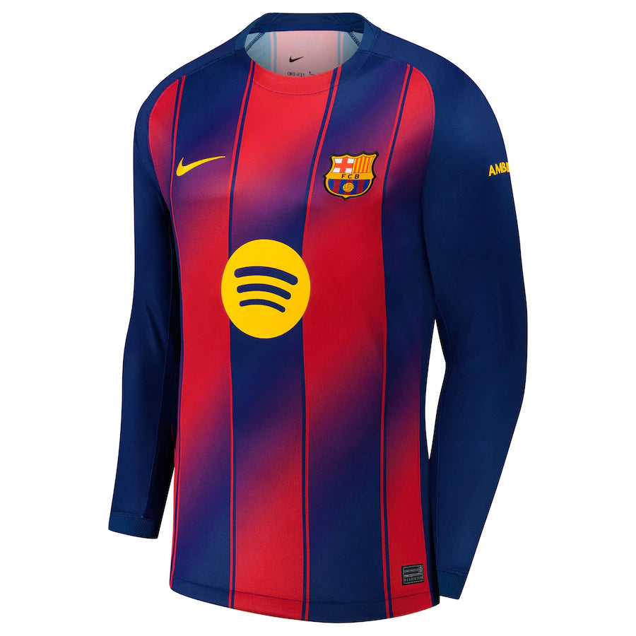 Nike Men's FC Barcelona Home Stadium Long Sleeve Dri-FIT Soccer Jersey 25/26