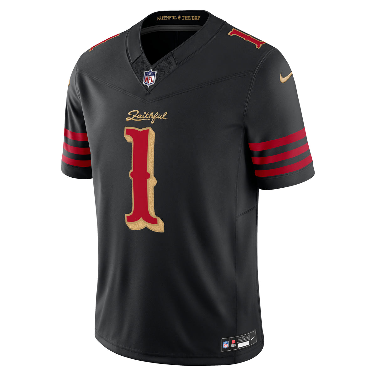 Nike Ricky Pearsall #1 San Francisco 49ers Rivalries Limited jersey in black, front view