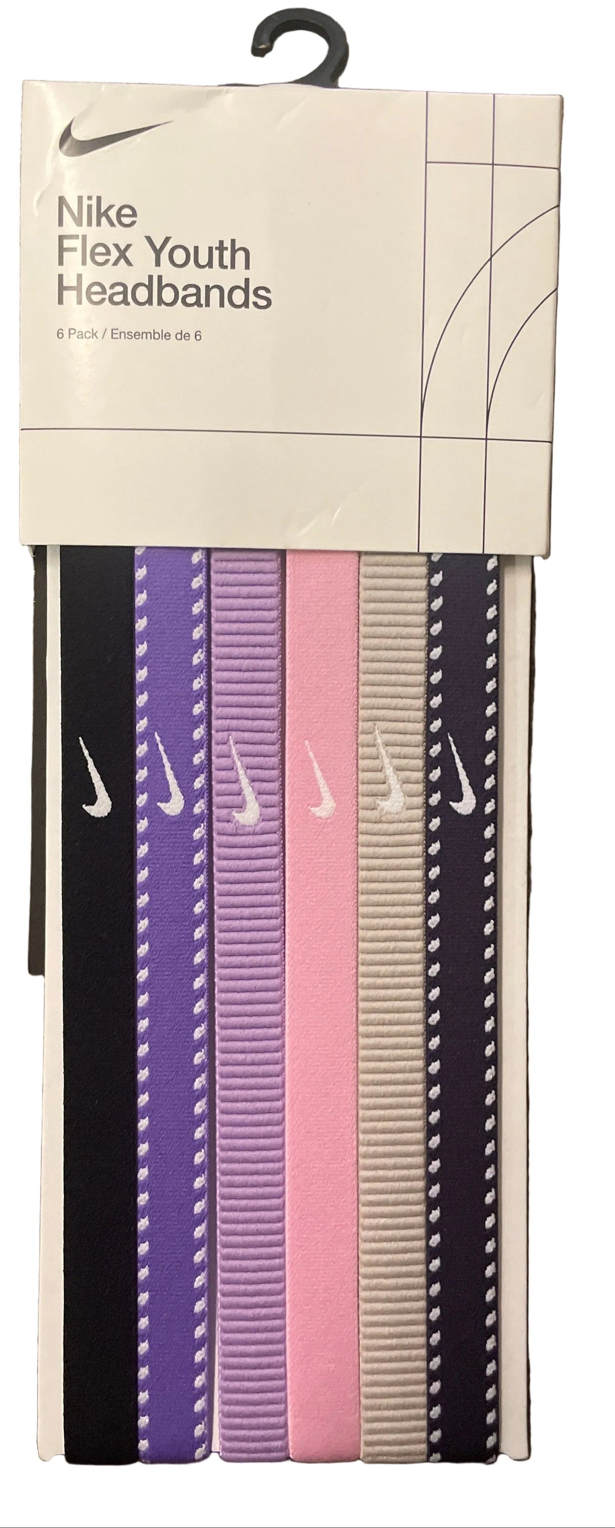 Nike  Youth Flex Headbands 6 Pack-Multi Color-Pink/Purple
