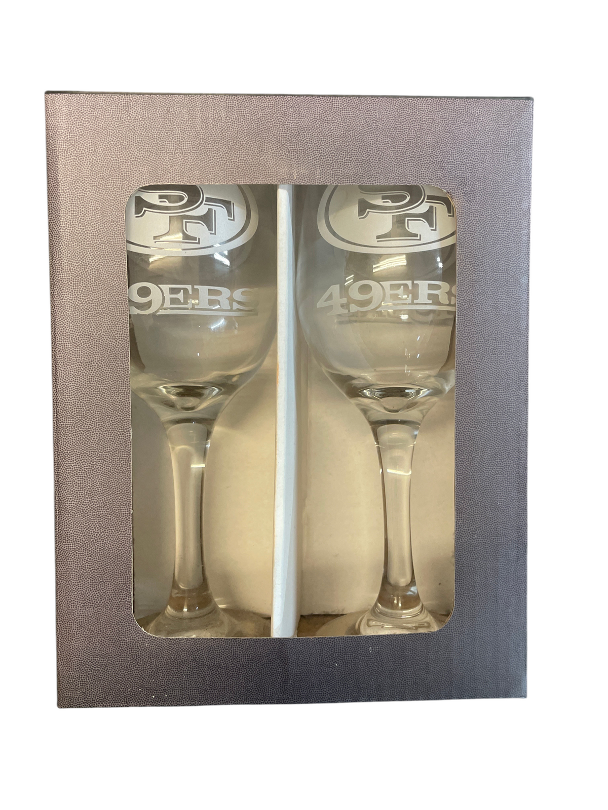 Coliseum Sports San Francisco 49ers 2-pack stemmed glass wine set with etched team logos in gift box