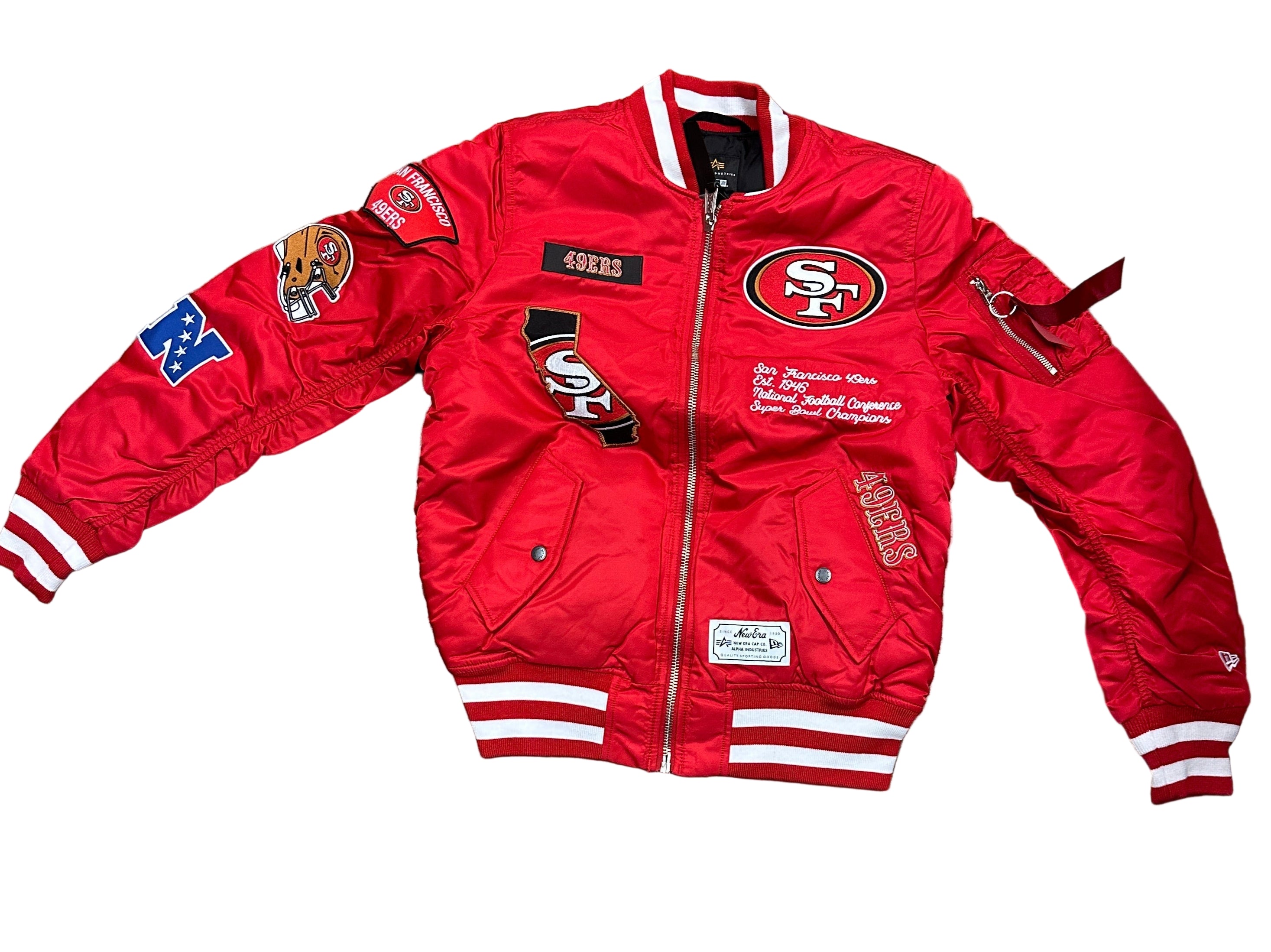 New Era Alpha Industries San Francisco 49ers Bomber Jacket-Red