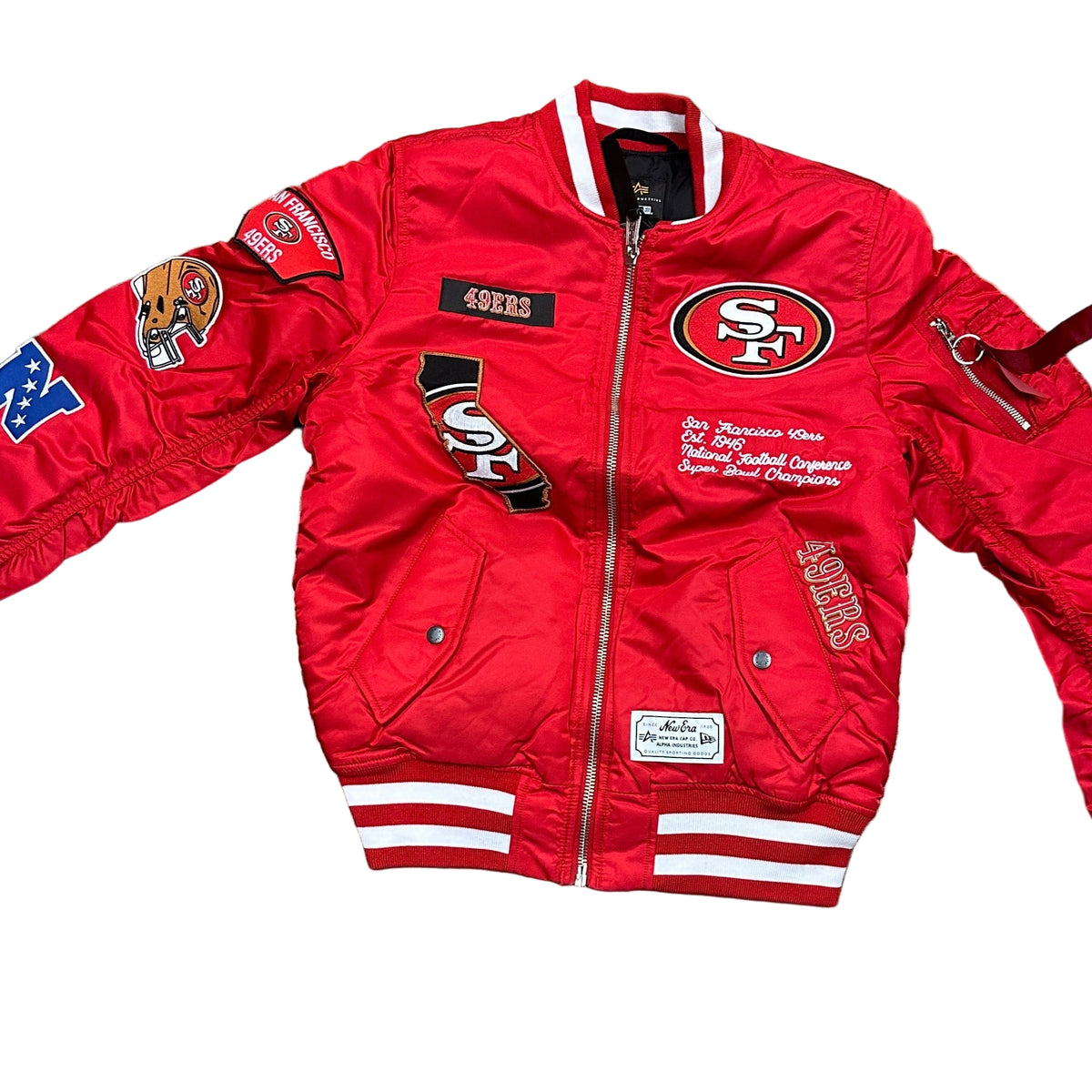 激レアNFL サンフランシスコ49ers ファイアーマンジャケット New Era Alpha Industries San Francisco 49ers Bomber Jacket-Red