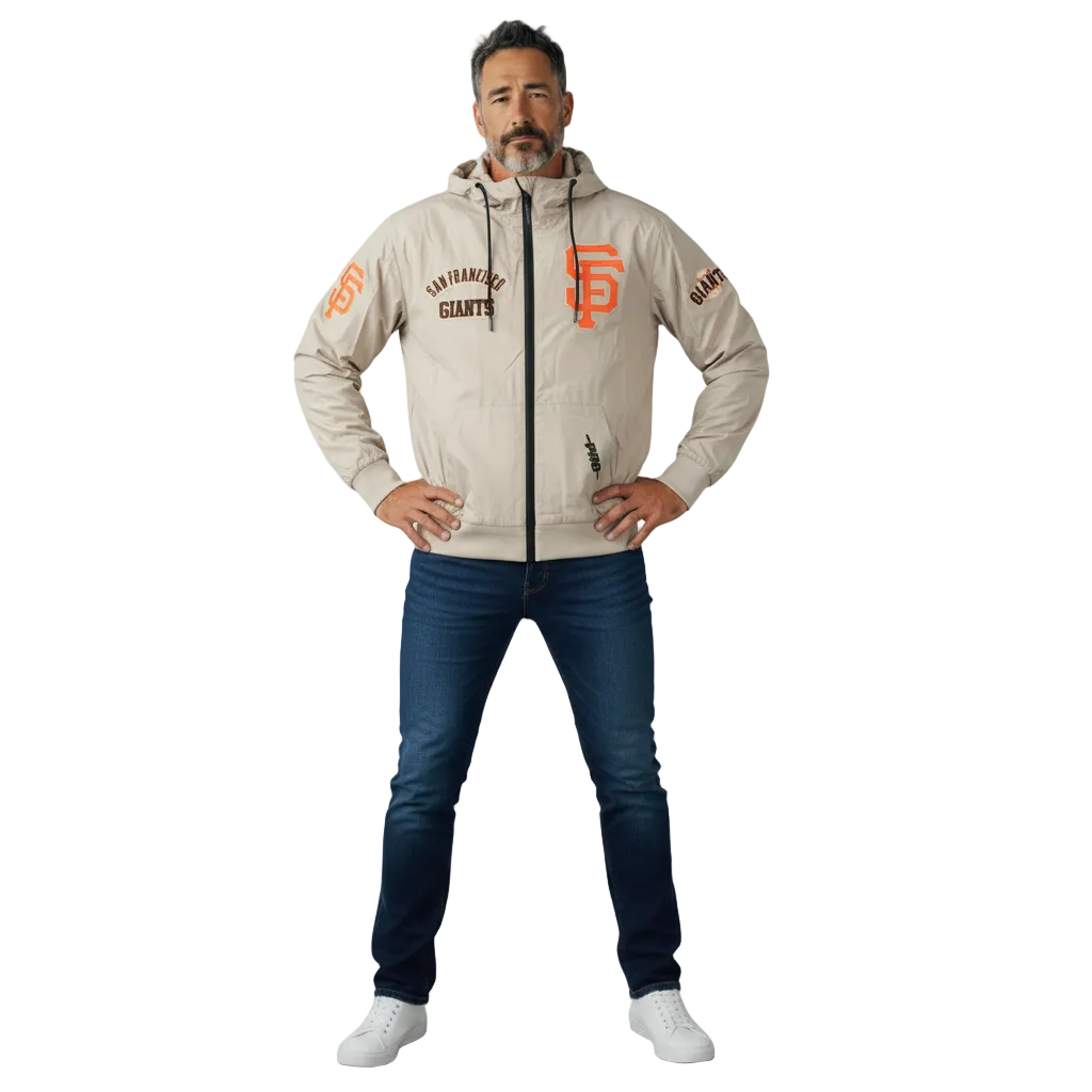 Pro Standard Men's San Francisco Giants Hybrid Woven Jacket-Khaki