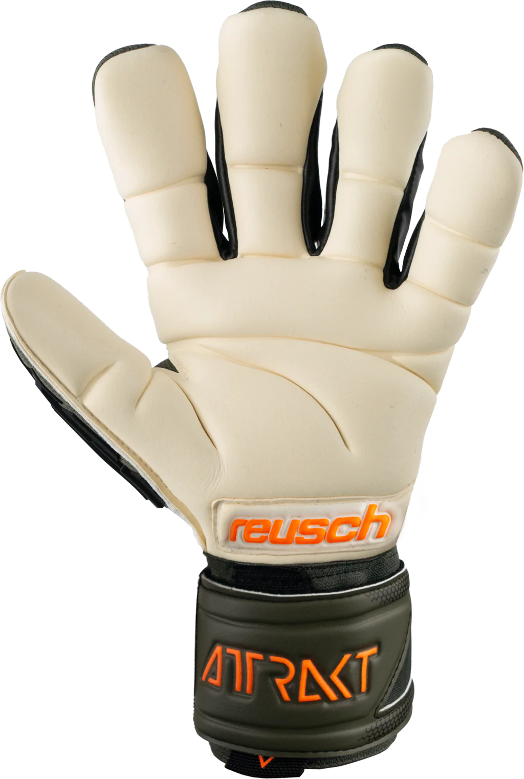 Reusch Attrakt Freegel Gold X Finger Support Goalkeeper Gloves-Desert Green/Shock Orng