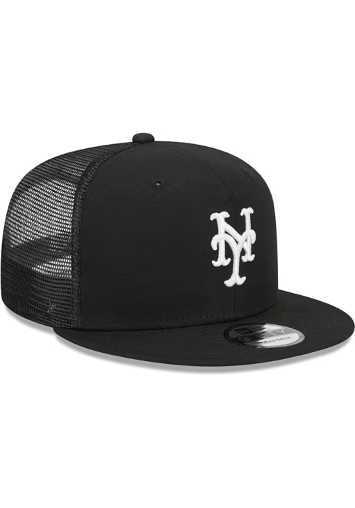 New Era New York Mets Trucker 9FIFTY Snapback Hat-Black/White