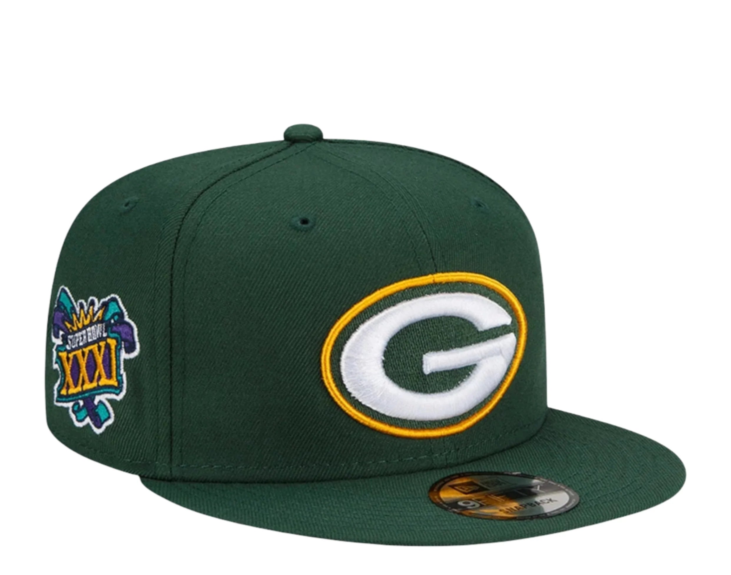 New Era Green Bay Packer Evergreen Side Patch 9FIFTY Snapback Hat - Green