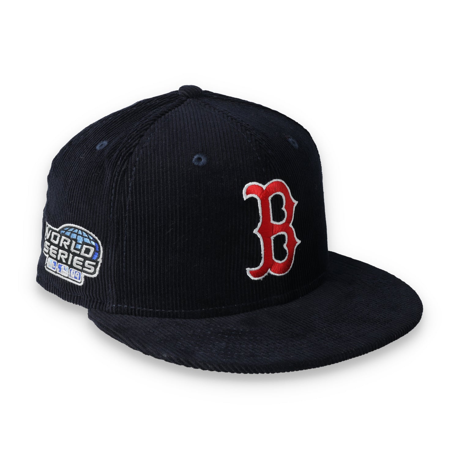 New Era Boston Red Sox Side Patch Corduroy Fitted Hat-Navy Blue