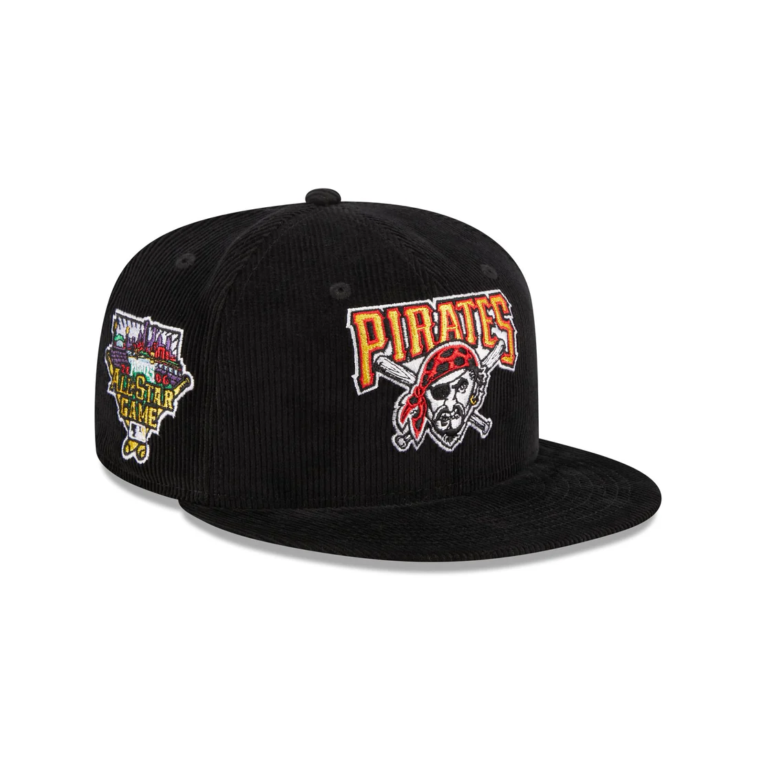 New Era Pittsburgh Pirates Side Patch corduroy Fitted Hat-Black