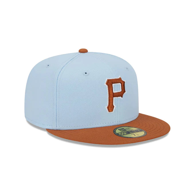 New Era Pittsburgh Pirates Color Pack 59FIFTY Fitted Hat-Light Blue/Rust Orange