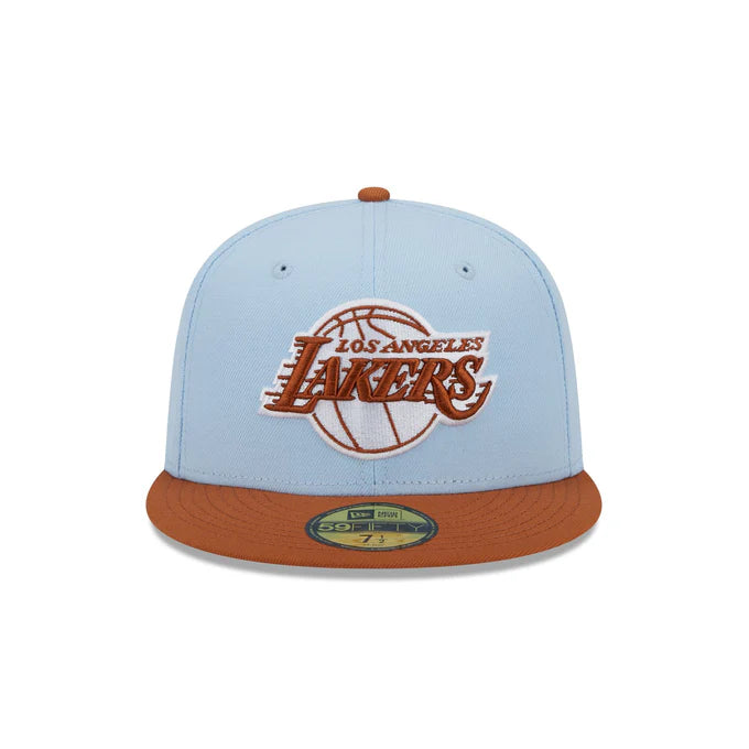 New Era Los Angeles Lakers Color Pack 59FIFTY Fitted Hat-Light Blue/Rust Orange