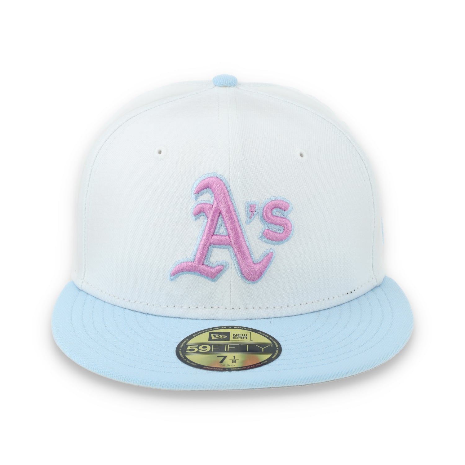 New Era Oakland Athletics Color Pack 59FIFTY Fitted Hat-White/Light Blue /Pink