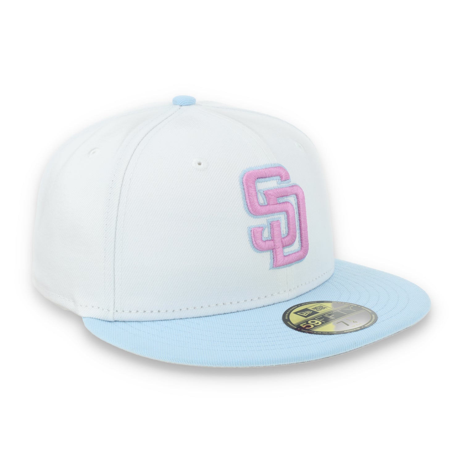 New Era San Diego Padres Color Pack 59FIFTY Fitted Hat-White/Light Blue /Pink