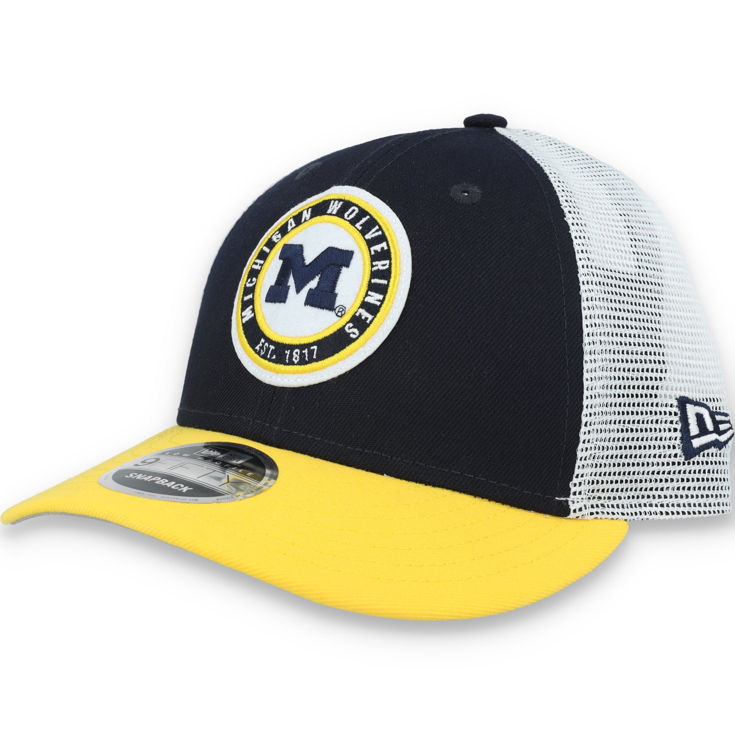 New Era Michigan Wolverines Throwback Low Profile 9FIFTY Trucker Snapback Hat