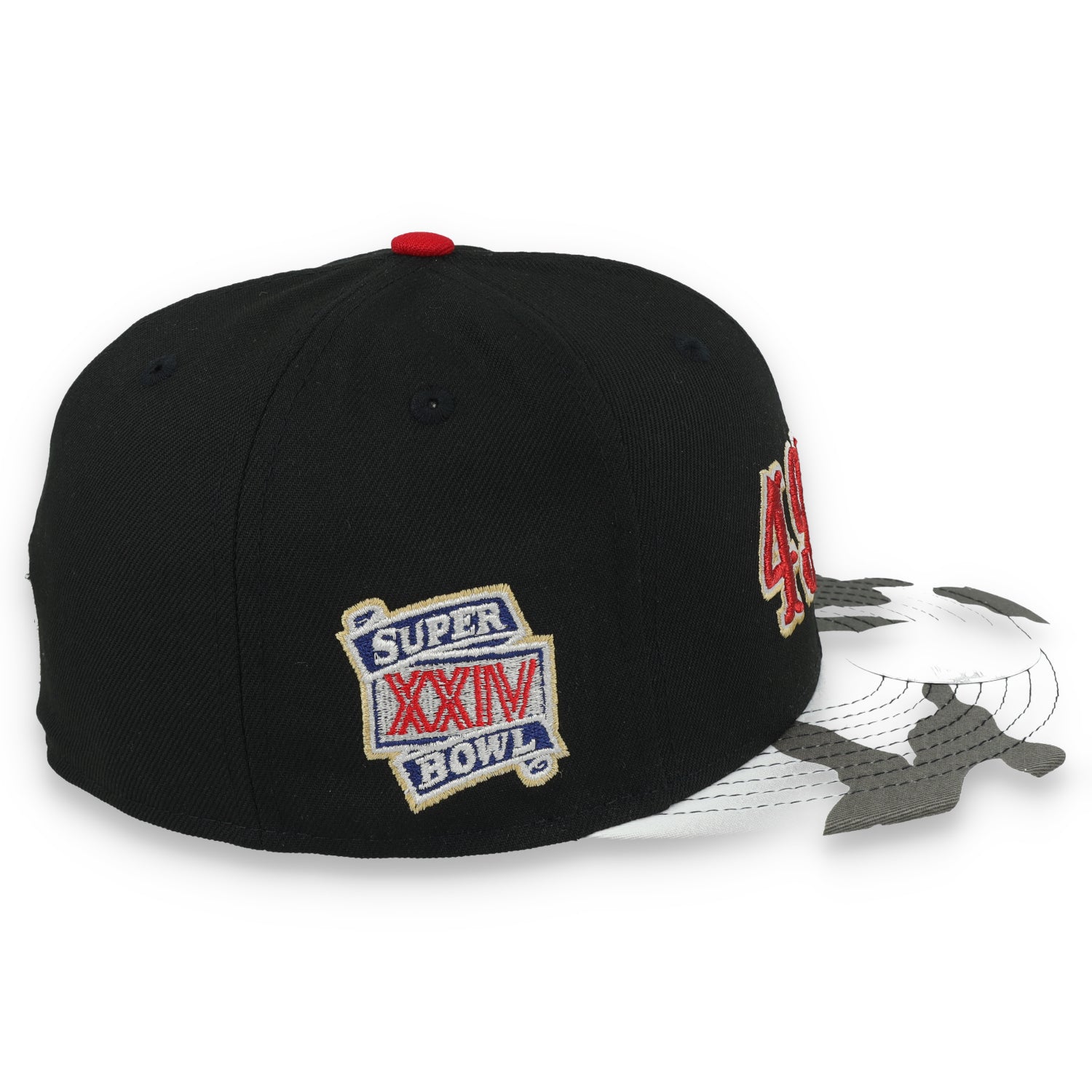 New Era San Francisco 49ers XXIV Super Bowl Metallic Camo Side Patch 59FIFTY Fitted Hat