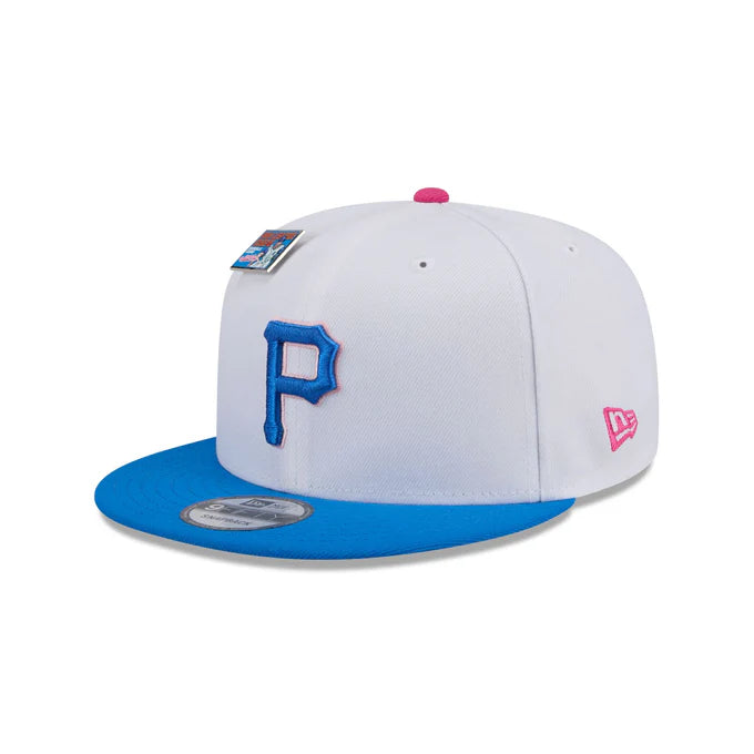 New Era Pittsburgh Pirates Cotton Candy Big League Chew Flavor Pack 9FIFTY Snapback Hat-White/Blue