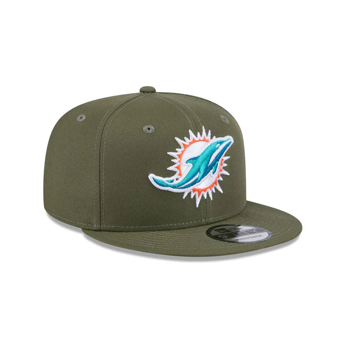 New Era Men's Miami Dolphins 9FIFTY Snapback Hat-Olive Green