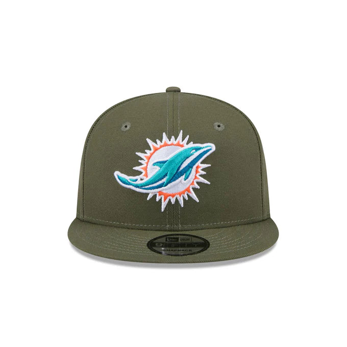 New Era Men's Miami Dolphins 9FIFTY Snapback Hat-Olive Green