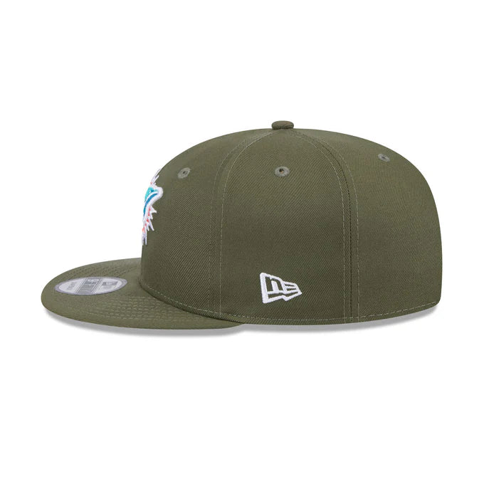 New Era Men's Miami Dolphins 9FIFTY Snapback Hat-Olive Green