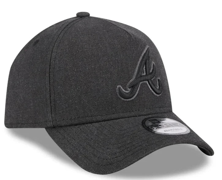 New Era Atlanta Braves Logo Essentials A Frame 9FORTY Adjustable Hat-Charcoal Black