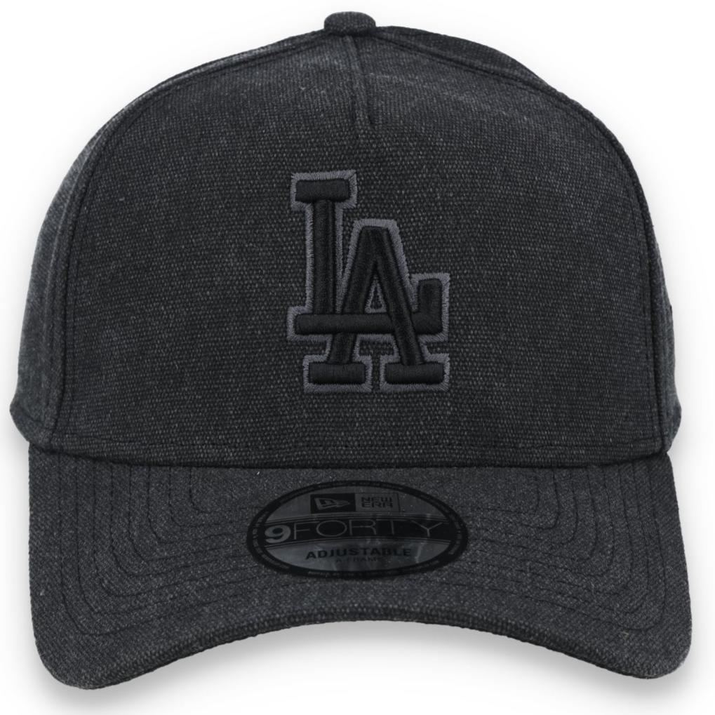 New Era Los Angeles Dodgers Logo Essentials A Frame 9FORTY Adjustable Hat-Charcoal Black