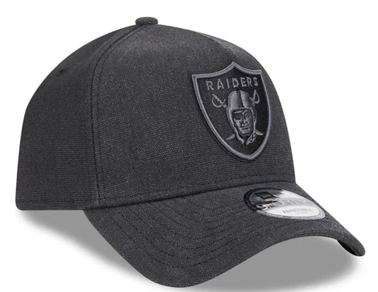 New Era Las Vegas Raiders Logo Essentials A Frame 9FORTY Adjustable Hat-Charcoal Black