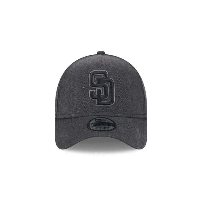 New Era San Diego Padres Logo Essentials A Frame 9FORTY Adjustable Hat-Charcoal Black