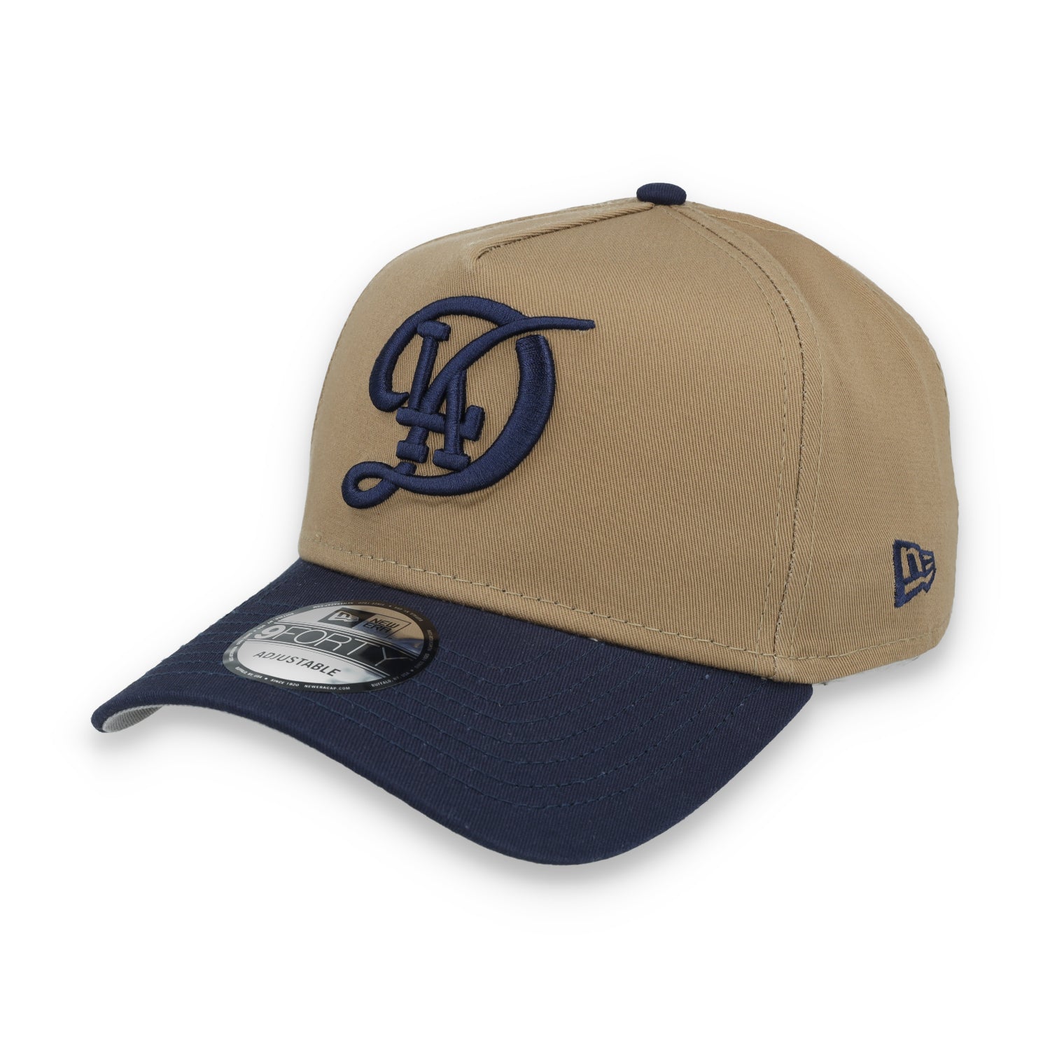 New Era Los Angeles Dodgers A Frame 9FORTY Adjustable Hat-Khaki/Navy