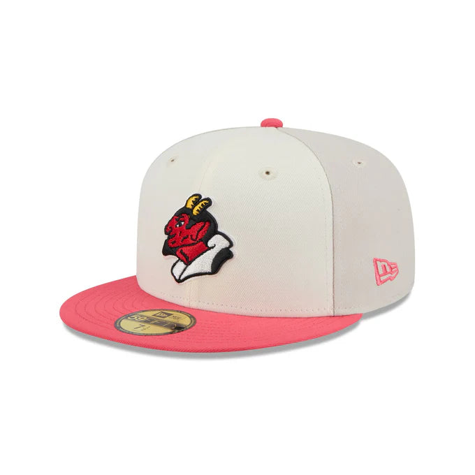 New Era Diablos Rojos Del Mexico Two-Tone Coral 59FIFTY Fitted Hat-Pink