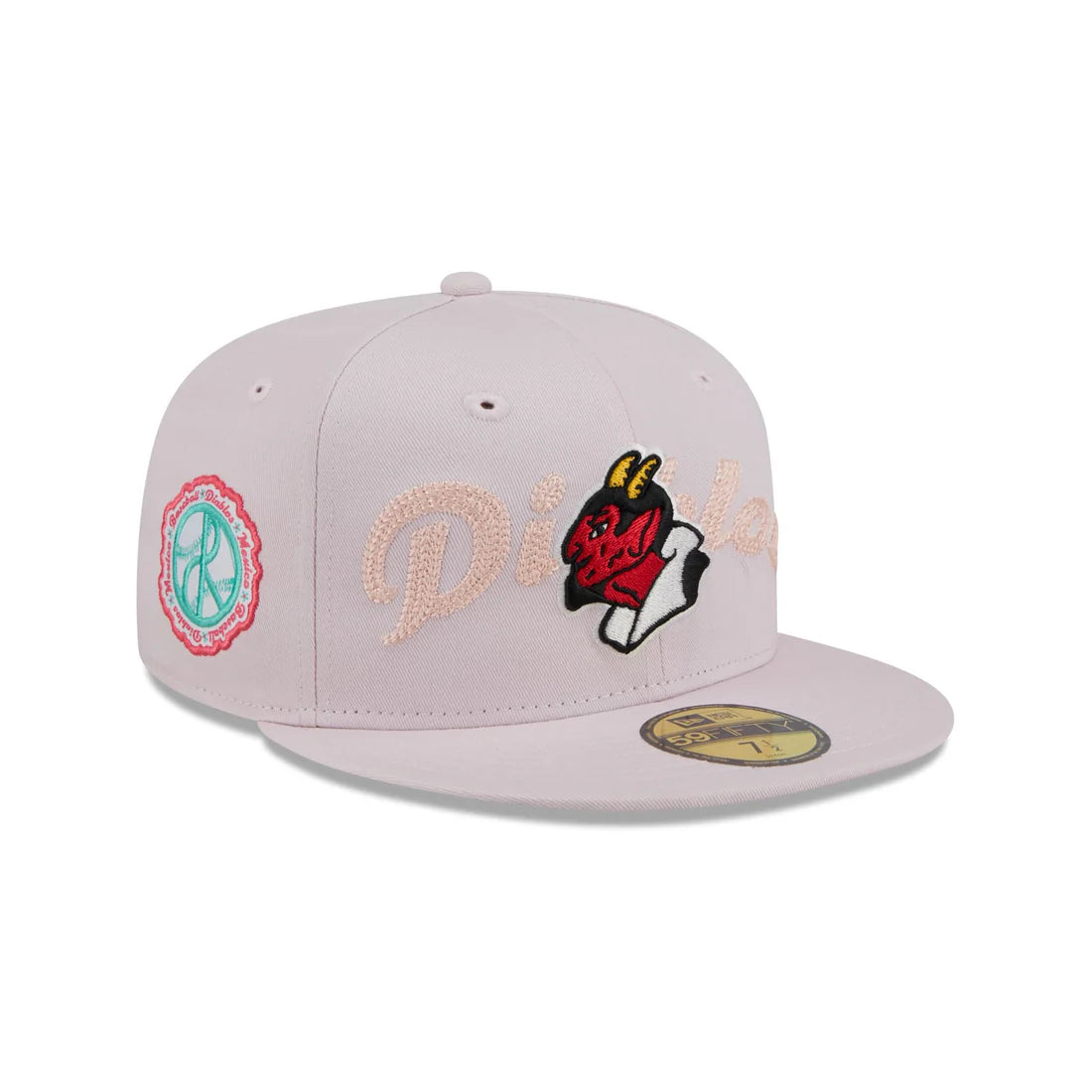 New Era Diablos Rojos Del Mexico Stacked Wordmark 59FIFTY Fitted Hat-Pink