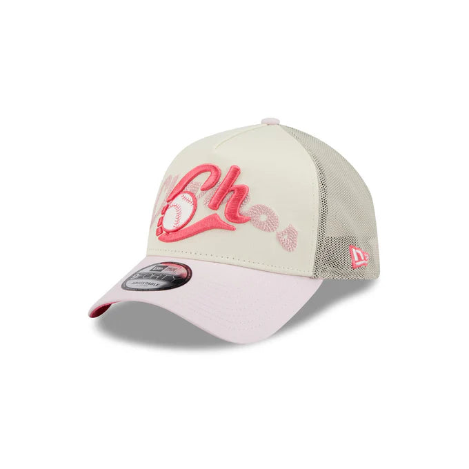 New Era Charros de Jalisco Alternative Logo A-Frame 9FORTY Adjustable Trucker Hat-Pink