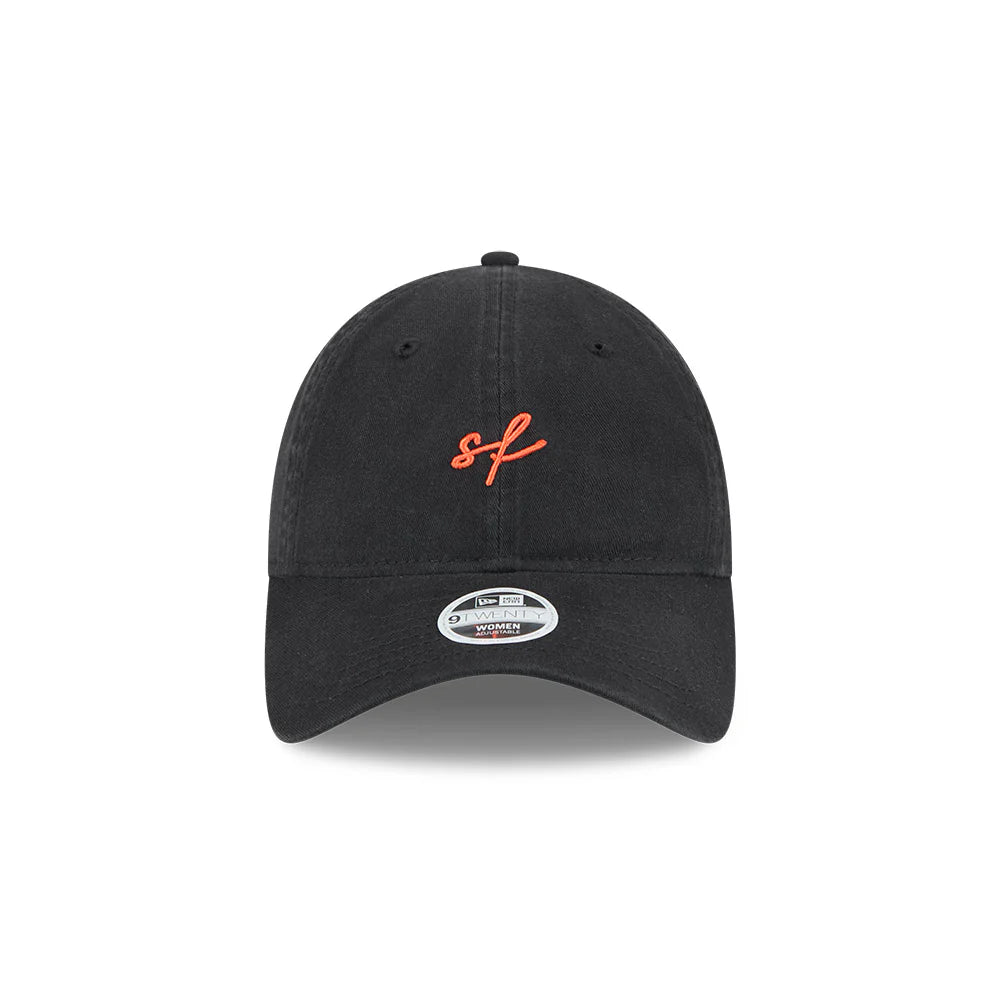 New Era Women's San Francisco Giants Script 9TWENTY Adjustable Hat-Black/Orange