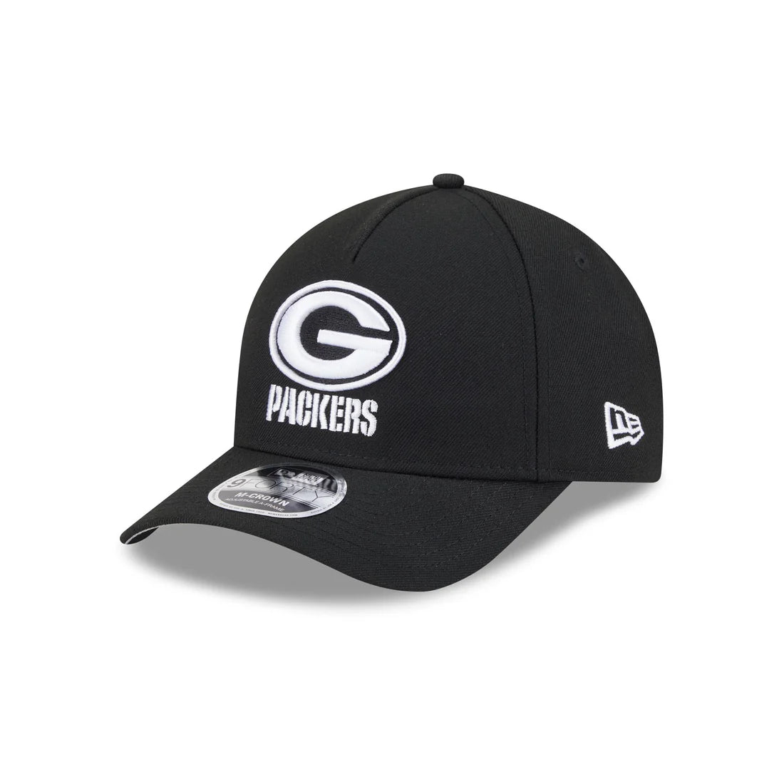 New Era Green Bay Packers M-Crown A-FRAME 9FORTY Adjustable Hat-Black/White