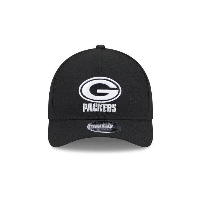 New Era Green Bay Packers M-Crown A-FRAME 9FORTY Adjustable Hat-Black/White