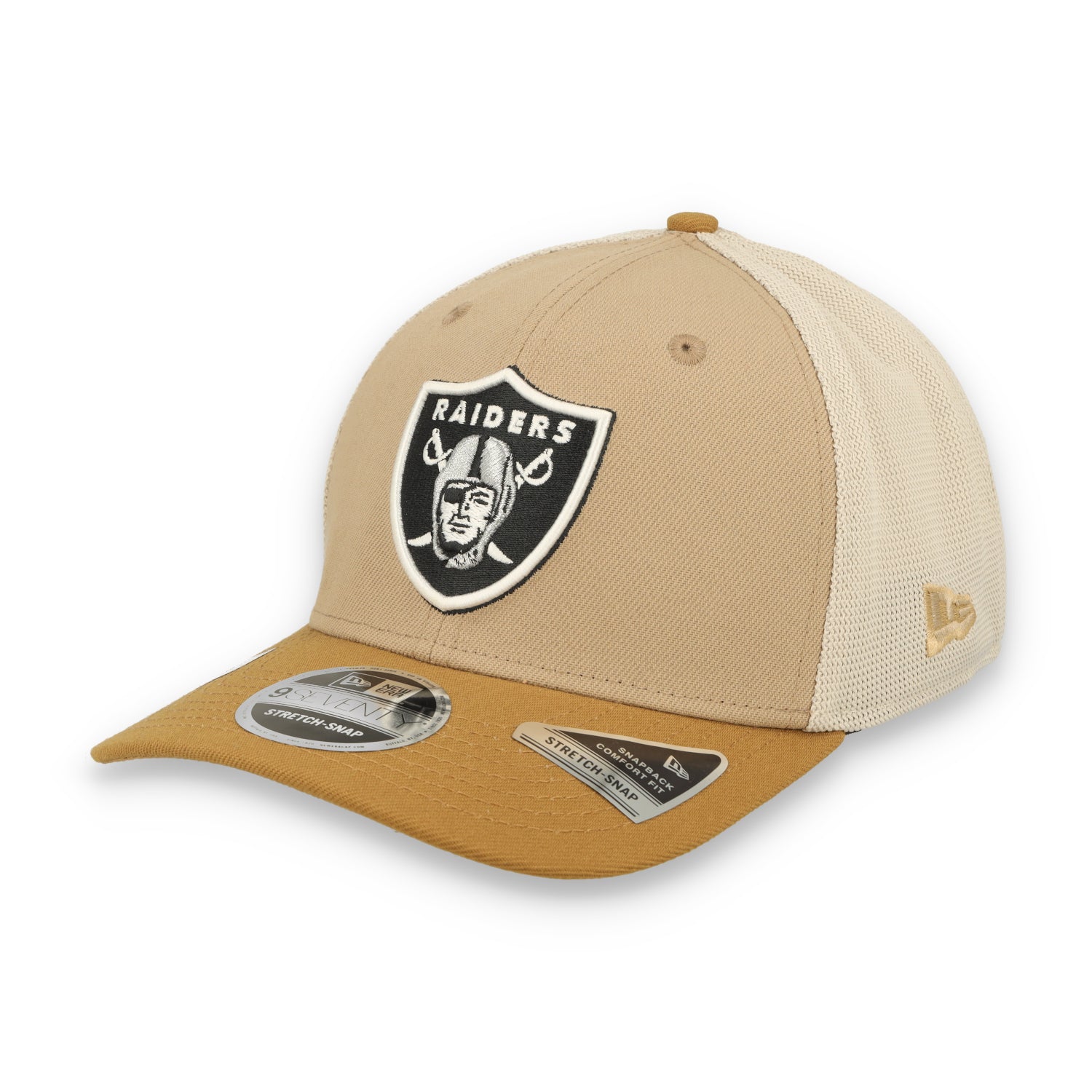 New Era Las Vegas Raiders 2-Tone 9SEVENTY Trucker Stretch-Snap Adjustable Hat-Brown/Beige