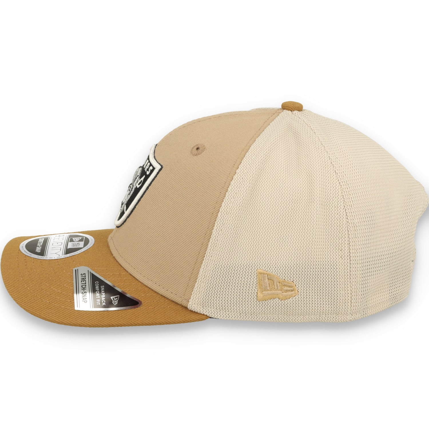 New Era Las Vegas Raiders 2-Tone 9SEVENTY Trucker Stretch-Snap Adjustable Hat-Brown/Beige