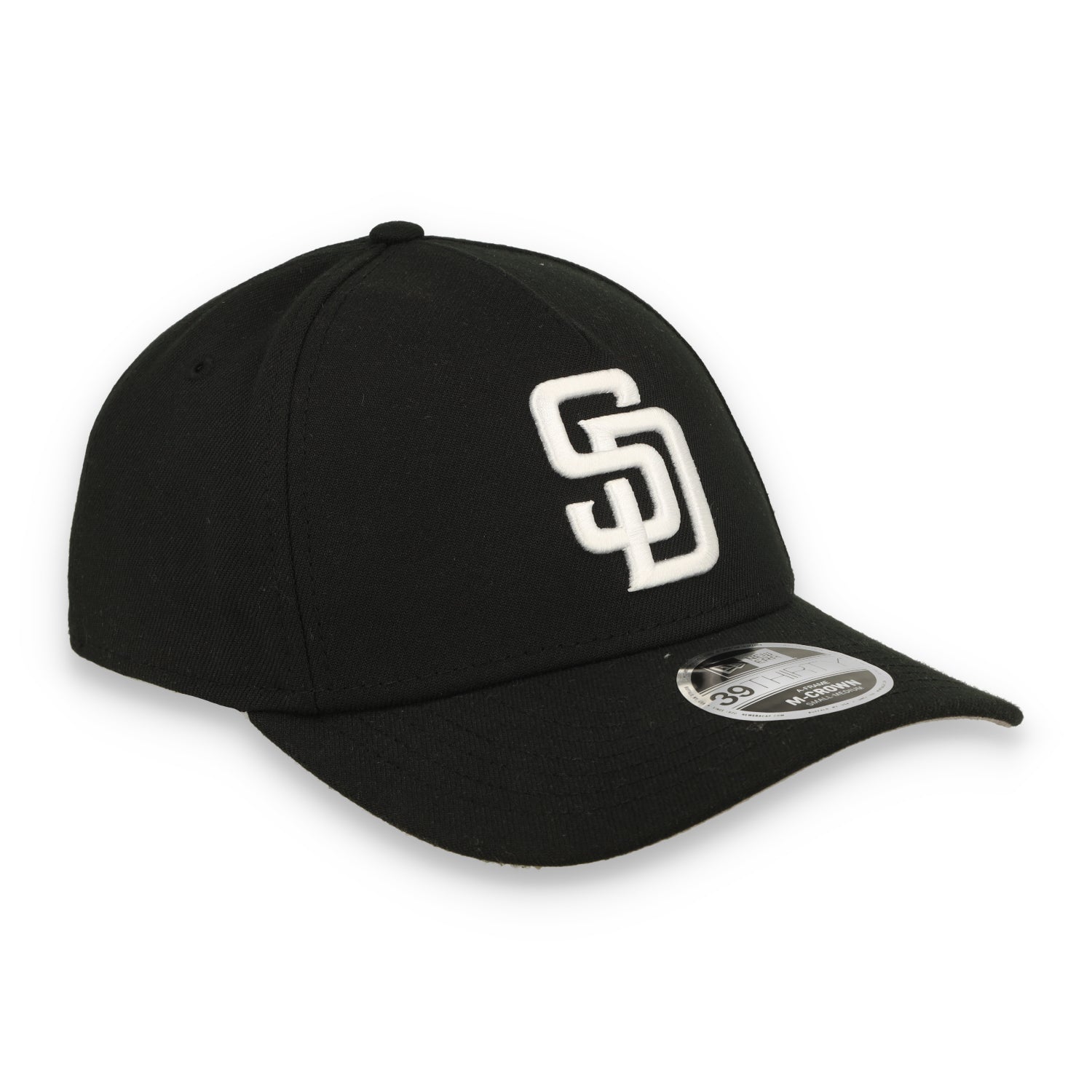 New Era San Diego Padres 39THIRTY M-Crown A-Frame Stretch Fit Hat-Black/White