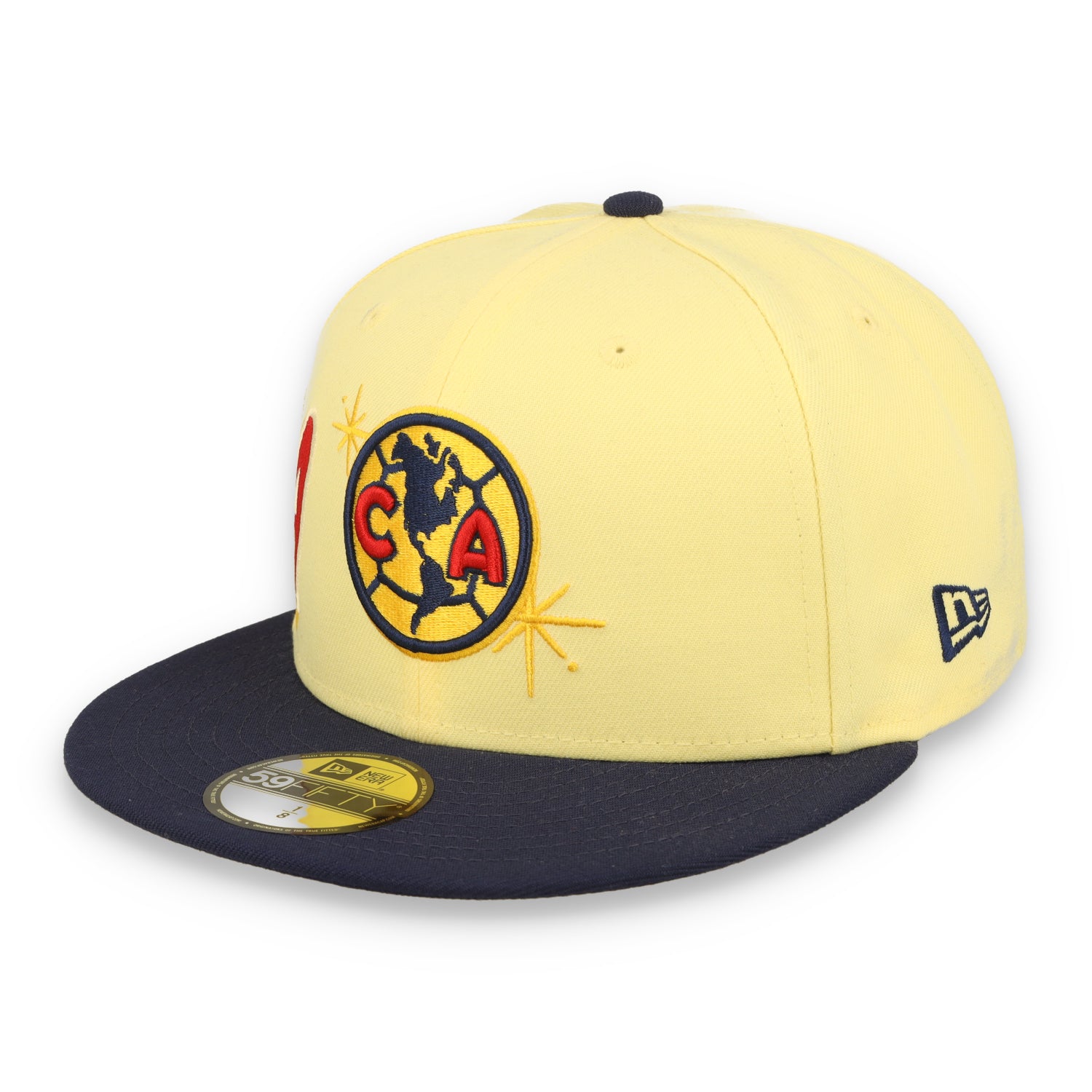 NEW ERA CLUB AMERICA OFFICIAL FITTED 59FIFTY AMERICA SIDEPATCH -YELLOW/ROYAL