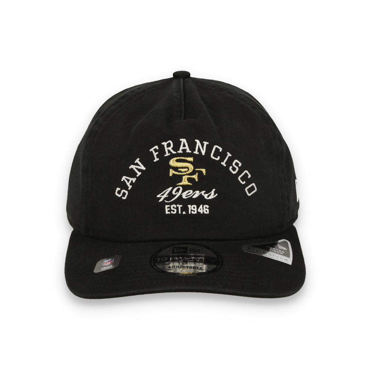New Era San Francisco 49ers Est. 1946 19Twenty Pre-Curved Adjustable Hat - Black