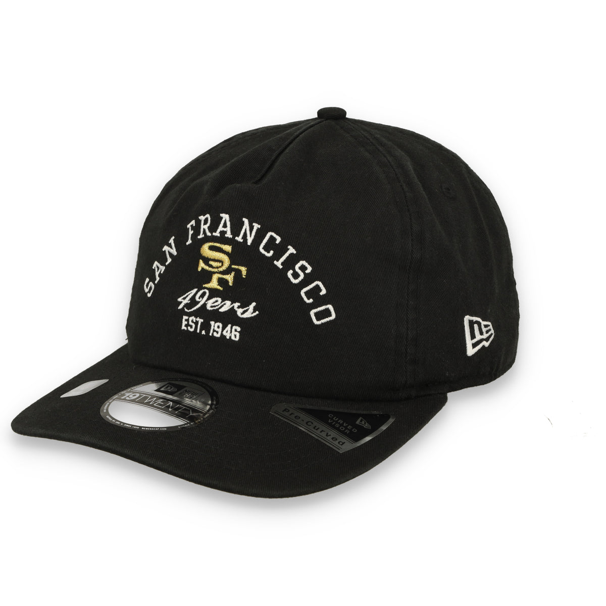 New Era San Francisco 49ers Est. 1946 19Twenty Pre-Curved Adjustable Hat - Black