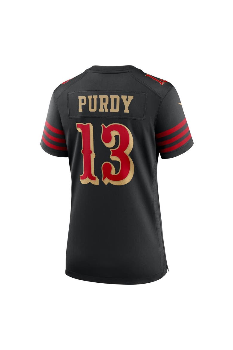 Nike women's Brock Purdy #13 San Francisco 49ers Rivalries Game Jersey in black, back view