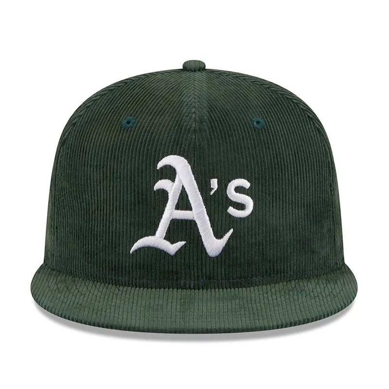 New Era Oakland Athletics A's Side patch Corduroy Fitted Hat-Green