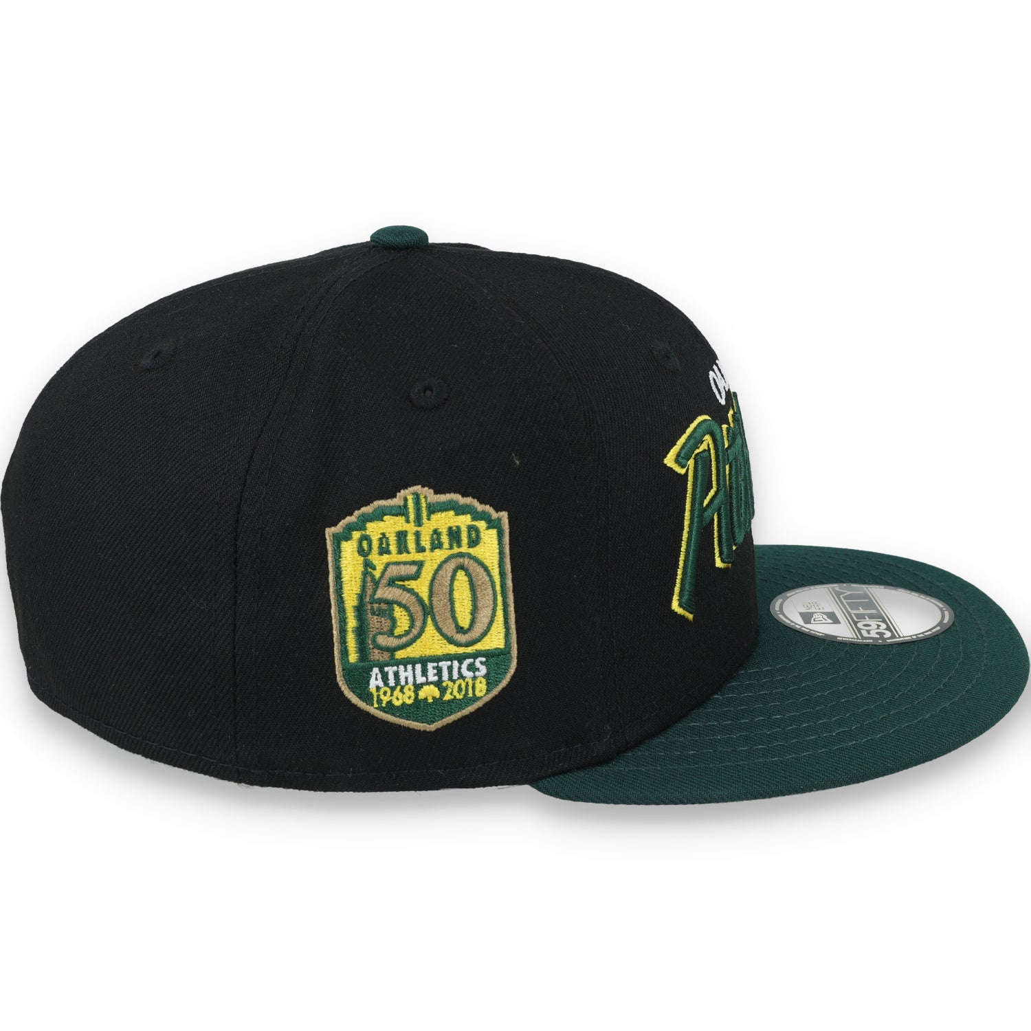 New Era Oakland Athletics Script 50th Anniversary Side Patch 59fifty Fitted Hat-