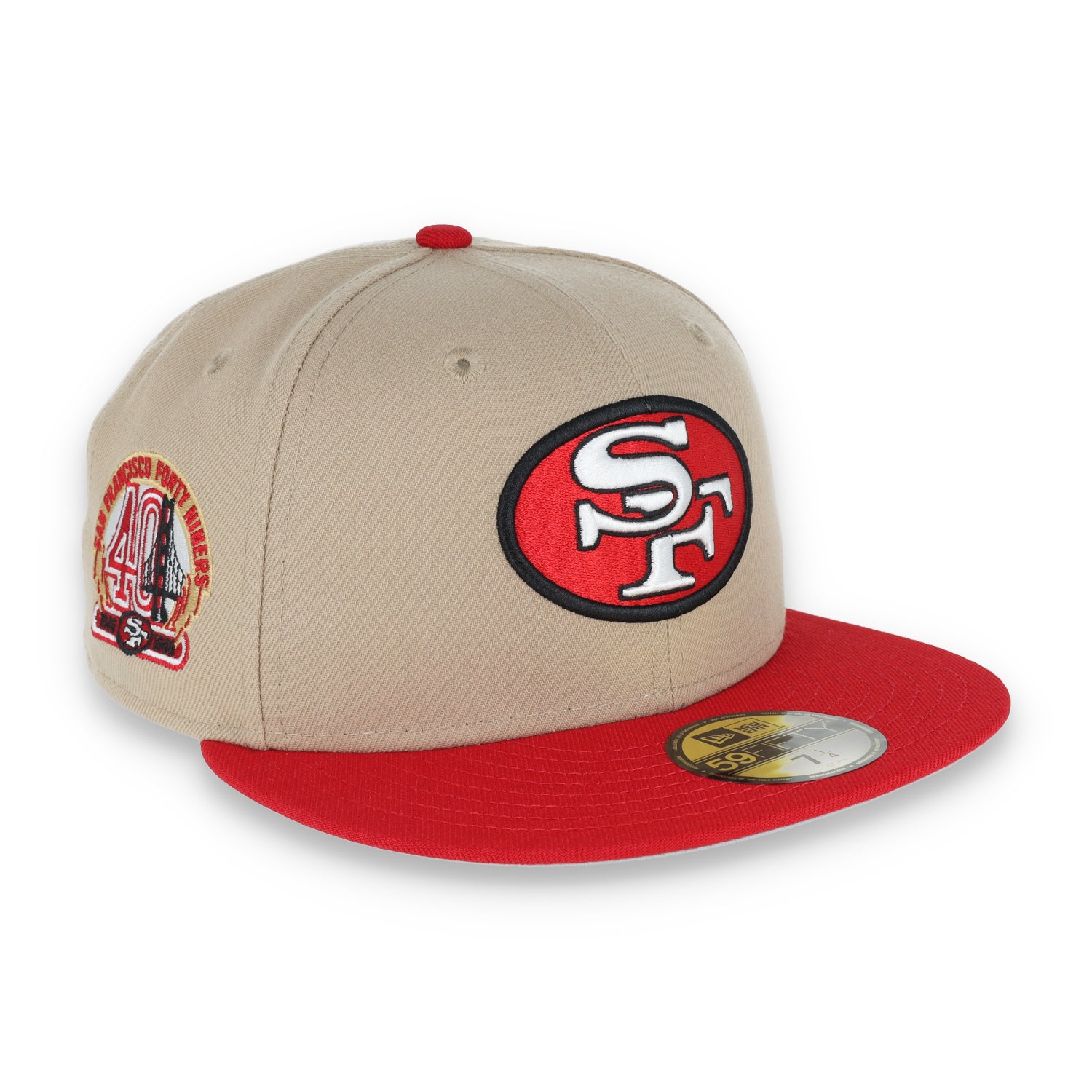 Exclusive San Francisco 49ers Official 59FIFTY Fitted, 40th Anniversary Side Patch 59FIFTY Fitted Hat- Khaki