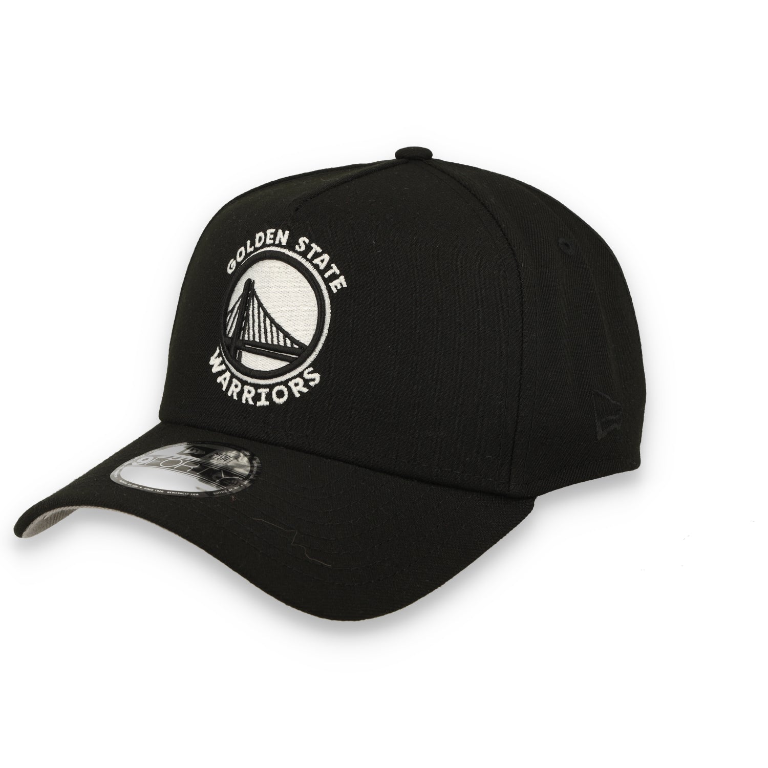 New Era Golden State Warriors 9FORTY A-Frame Snapback Hat-Black/White