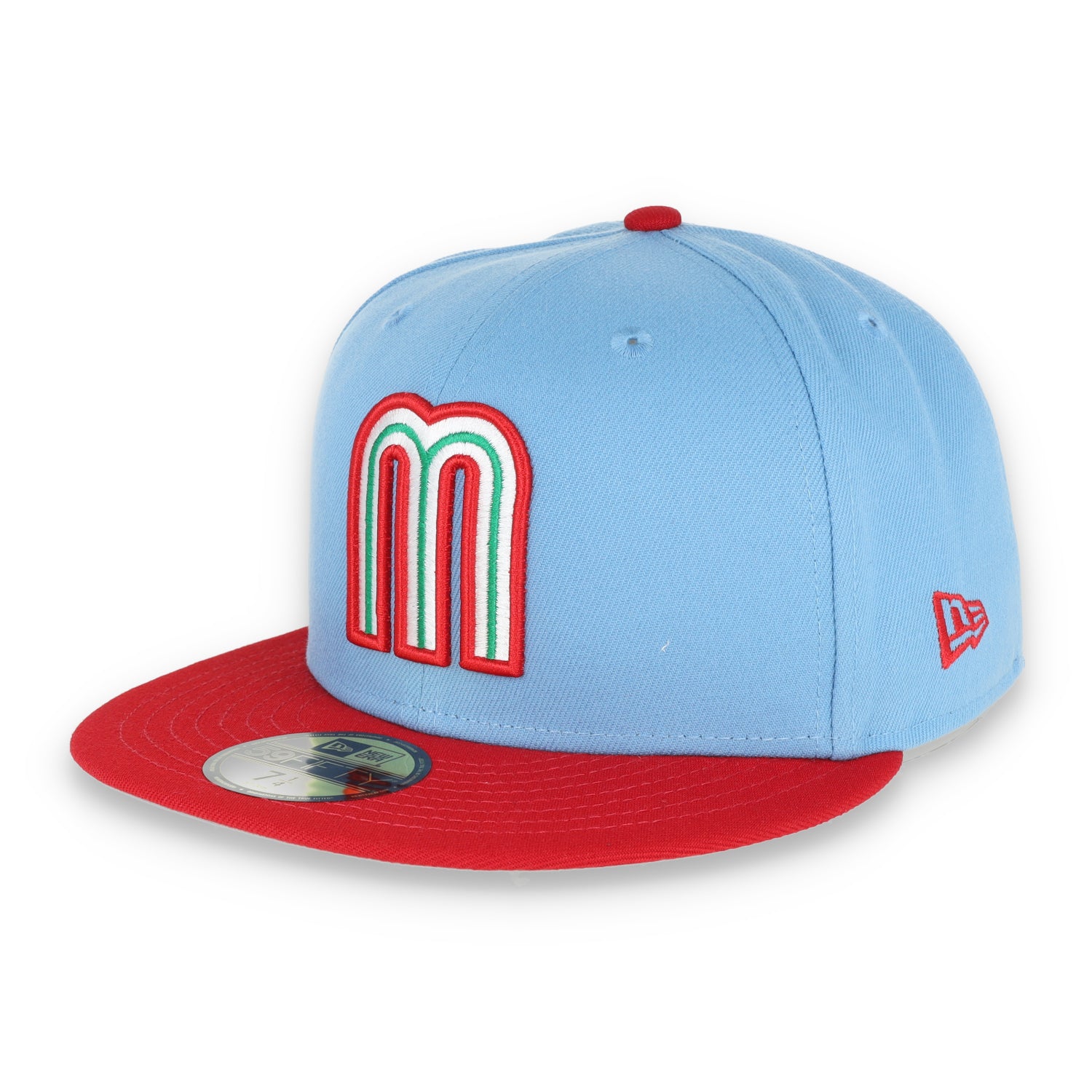 NEW ERA OFFICIAL WBC MEXICO WORDMARK 59FIFTY FITTED HAT-SCARLET/SKY