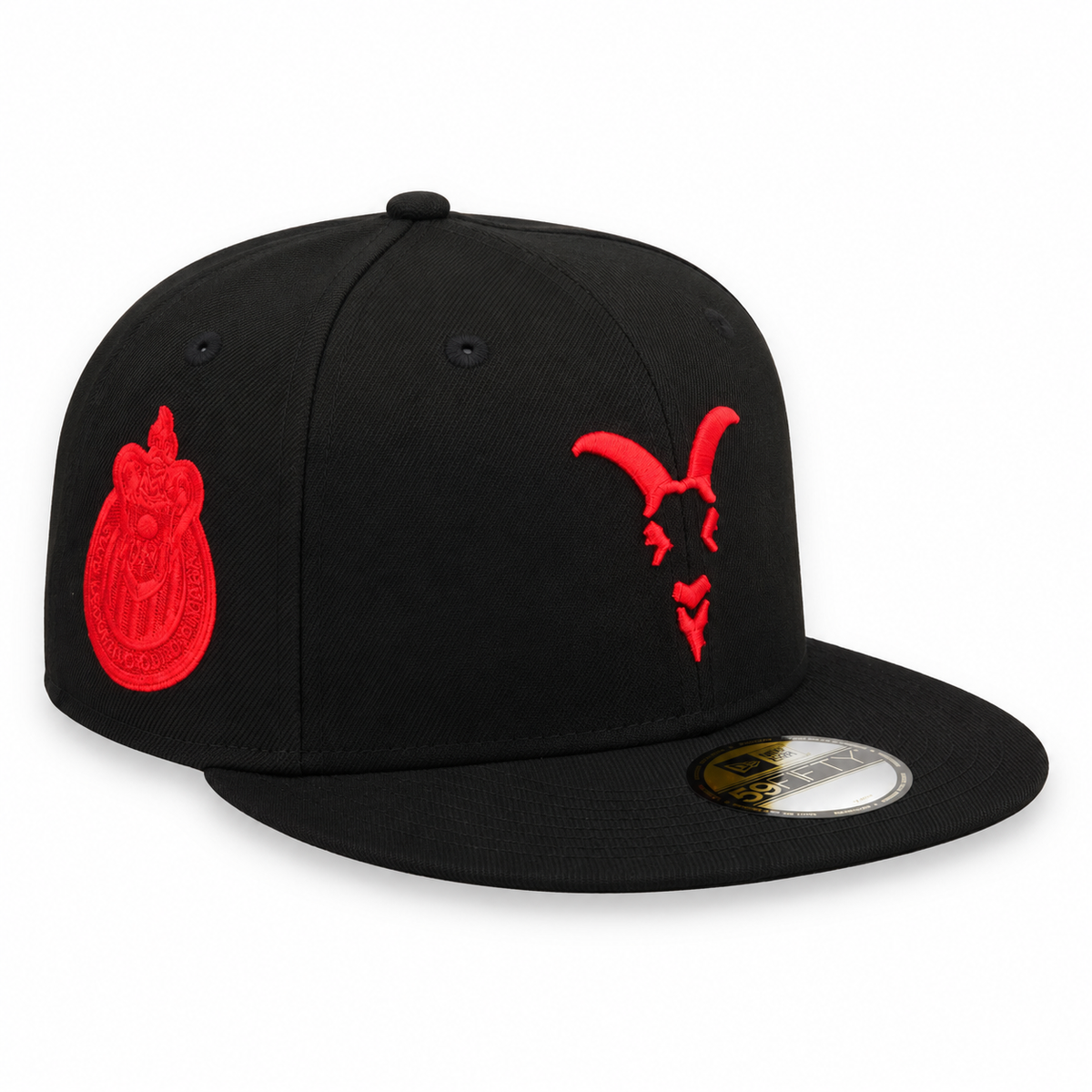 New Era Chivas Goat Logo black and red 59FIFTY fitted hat - opposite angle