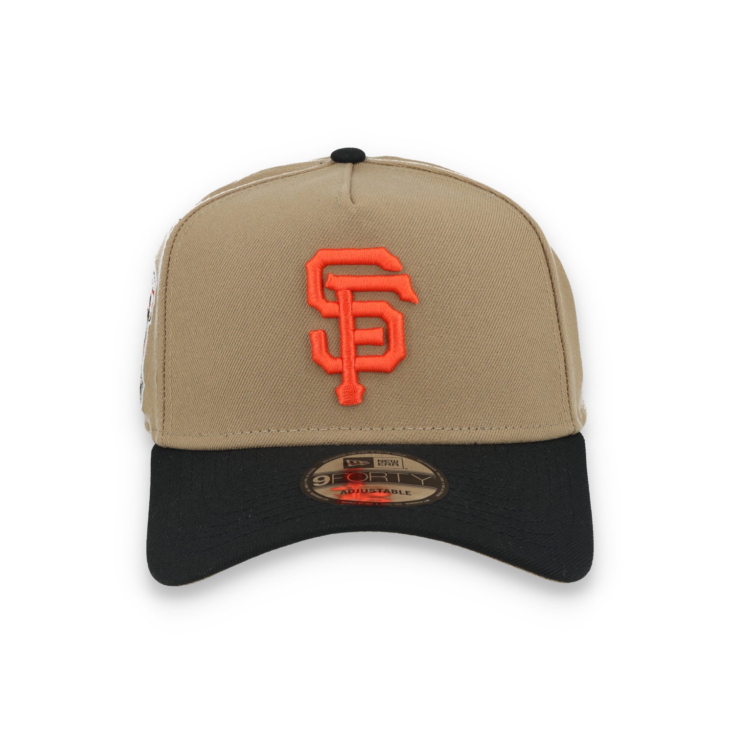 New Era San Francisco Giant 50th Anniversary Side Patch A Frame 9FORTY Adjustable Hat-Khaki