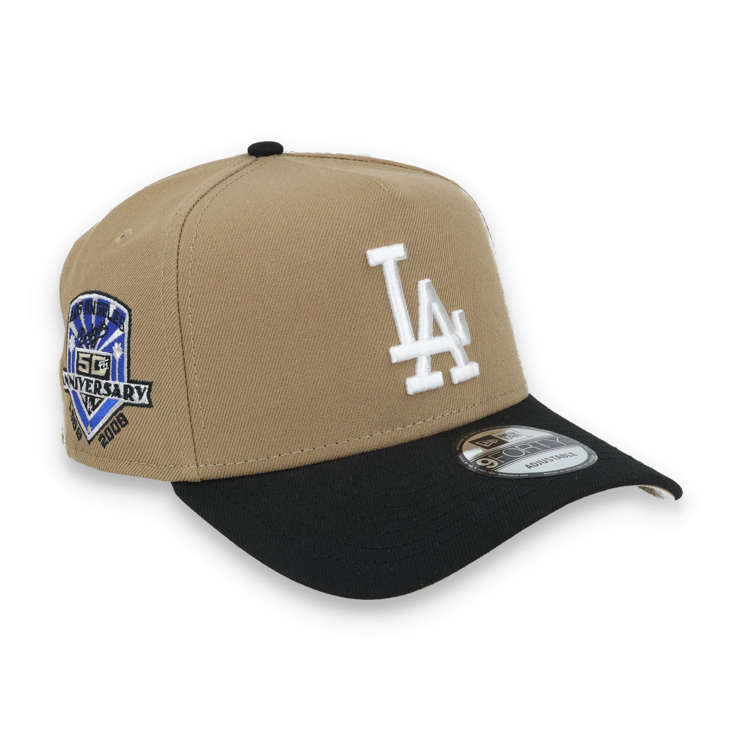 New Era Los Angeles Dodgers 50th Anniversary Side Patch A Frame 9FORTY Adjustable Hat-Khaki