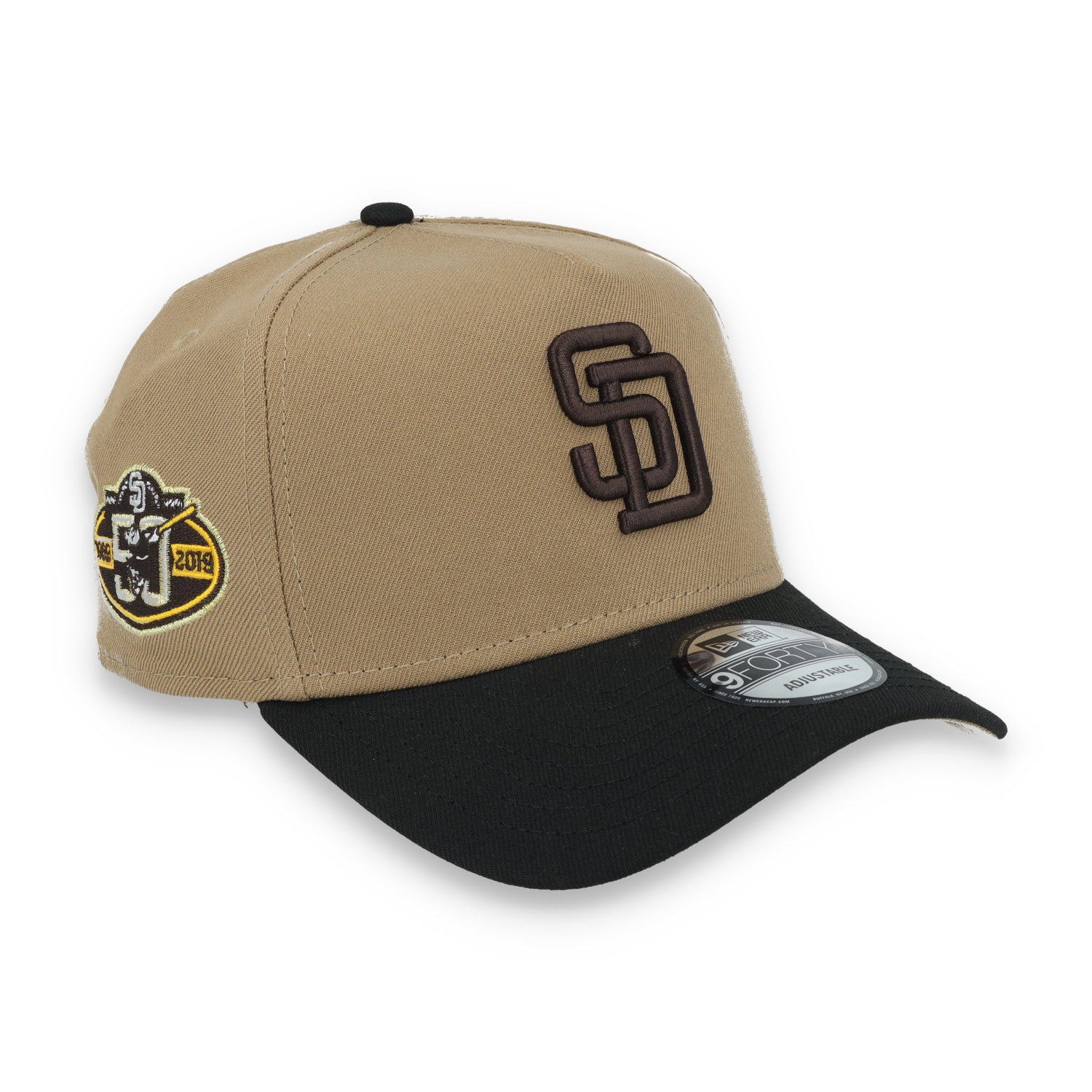 New Era San Diego Padres 50th Anniversary Side Patch A Frame 9FORTY Adjustable Hat-Khaki